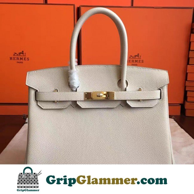 Hermes Beige Clemence Birkin 30cm Lushentic AAAAA Grade Replica