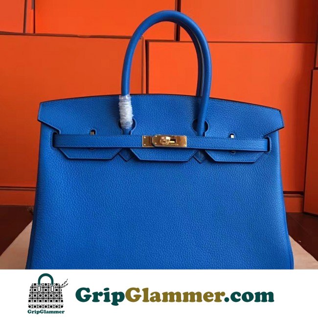 Hermes Blue Hydar Clemence Birkin 35cm Lushentic AAAAA Grade Replica