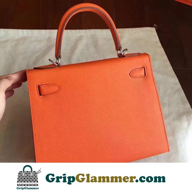 Hermes Orange Epsom Kelly Sellier 28cm Lushentic AAAAA Grade Replica - Image 4