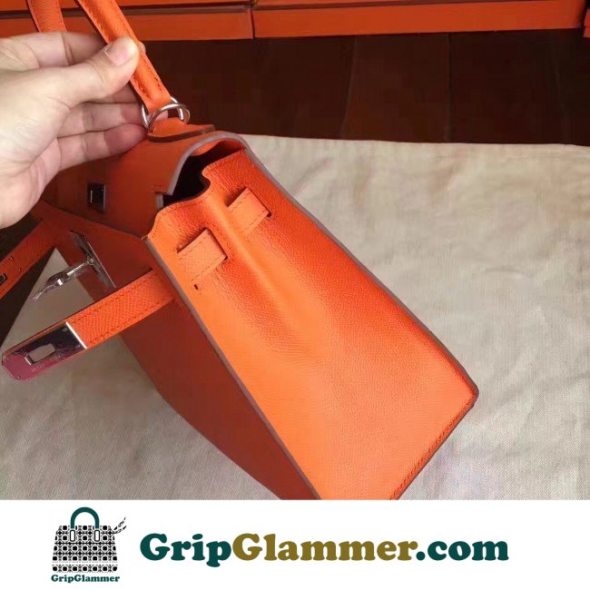 Hermes Orange Epsom Kelly Sellier 28cm Lushentic AAAAA Grade Replica - Image 5