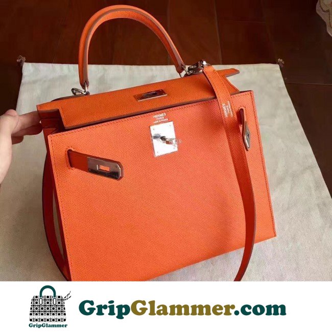 Hermes Orange Epsom Kelly Sellier 28cm Lushentic AAAAA Grade Replica - Image 6