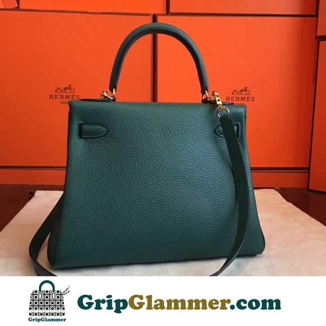 Hermes Malachite Clemence Kelly Retourne 28cm Lushentic AAAAA Grade Replica - Image 5