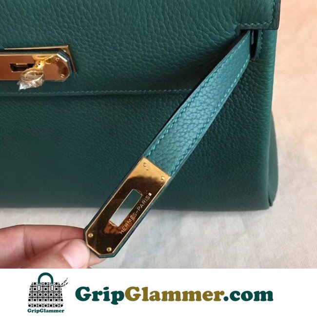 Hermes Malachite Clemence Kelly Retourne 28cm Lushentic AAAAA Grade Replica - Image 6