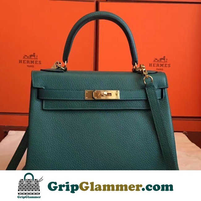 Hermes Malachite Clemence Kelly Retourne 28cm Lushentic AAAAA Grade Replica