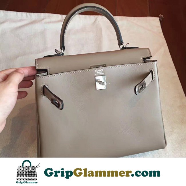 Hermes Grey Swift Kelly 25cm Retourne Lushentic AAAAA Grade Replica - Image 2