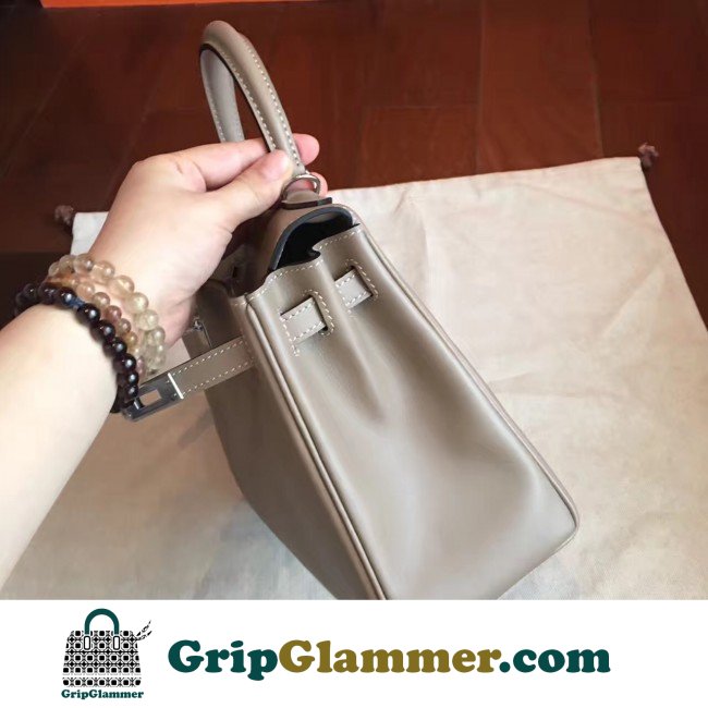 Hermes Grey Swift Kelly 25cm Retourne Lushentic AAAAA Grade Replica - Image 6