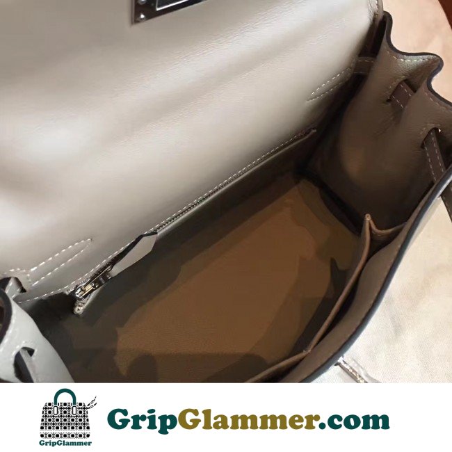 Hermes Grey Swift Kelly 25cm Retourne Lushentic AAAAA Grade Replica - Image 8