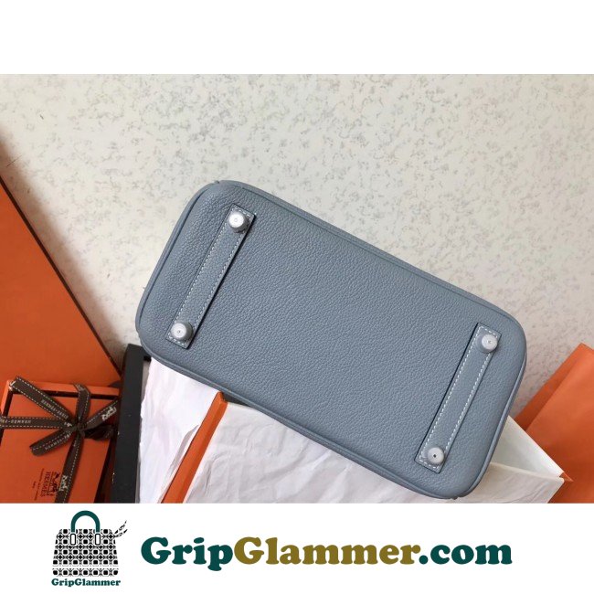 Hermes Blue Lin Clemence Birkin 25cm Lushentic Grade Replica - Image 3