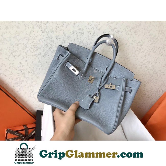 Hermes Blue Lin Clemence Birkin 25cm Lushentic Grade Replica - Image 8