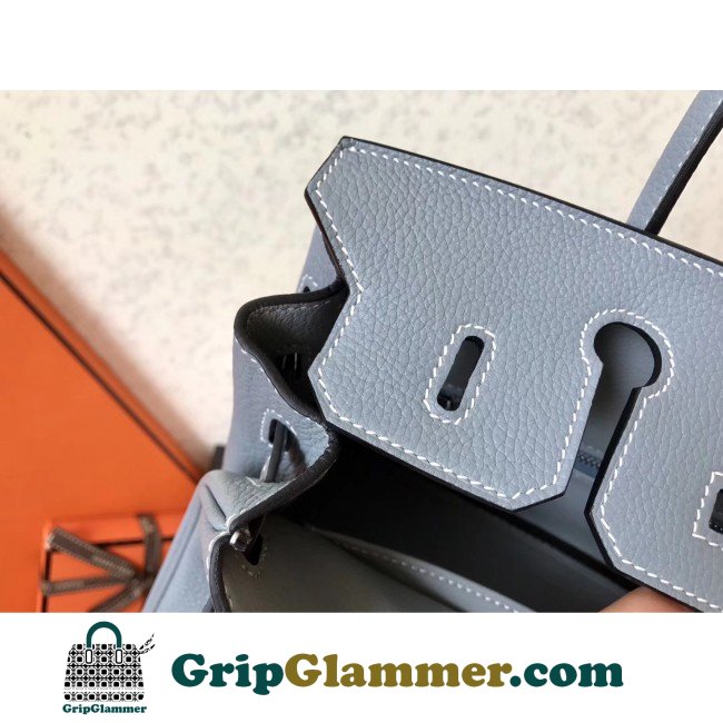 Hermes Blue Lin Clemence Birkin 25cm Lushentic Grade Replica - Image 2