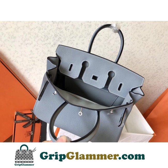 Hermes Blue Lin Clemence Birkin 25cm Lushentic Grade Replica - Image 9