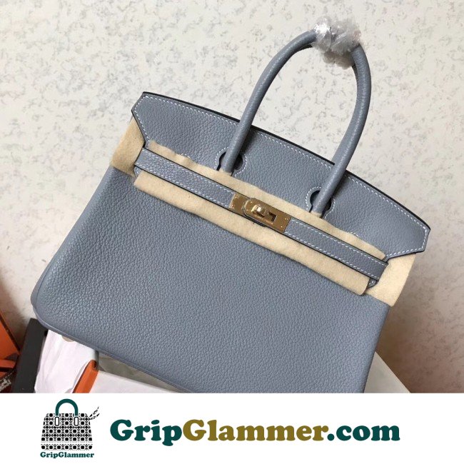 Hermes Blue Lin Clemence Birkin 25cm Lushentic Grade Replica