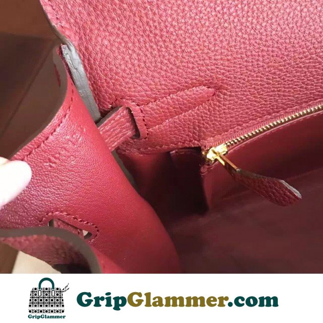 Hermes Bordeaux Clemence Kelly 35cm Lushentic AAAAA Grade Replica - Image 3
