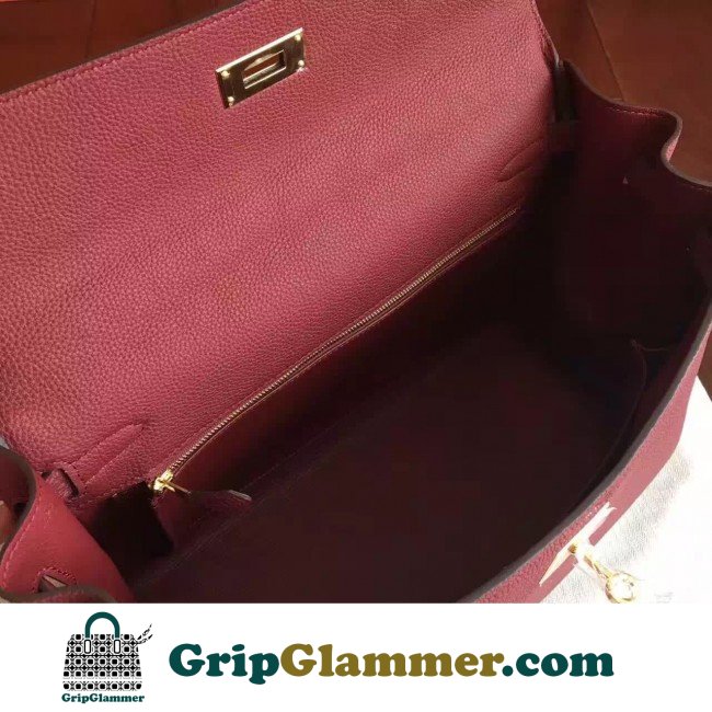 Hermes Bordeaux Clemence Kelly 35cm Lushentic AAAAA Grade Replica - Image 5