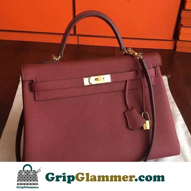 Hermes Bordeaux Clemence Kelly 35cm Lushentic AAAAA Grade Replica