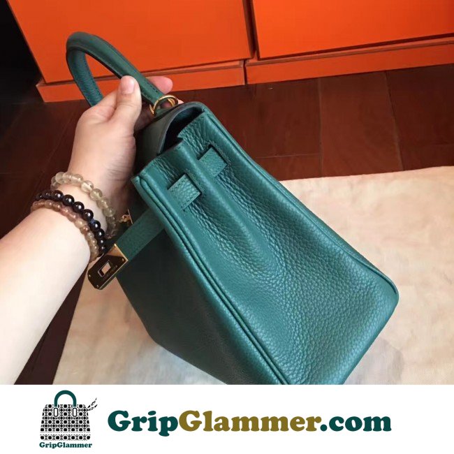Hermes Malachite Clemence Kelly Retourne 32cm Lushentic AAAAA Grade Replica - Image 5