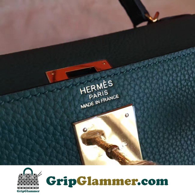 Hermes Malachite Clemence Kelly Retourne 32cm Lushentic AAAAA Grade Replica - Image 8