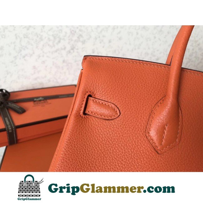 Hermes Orange Clemence Birkin 25cm Lushentic AAAAA Grade Replica - Image 2