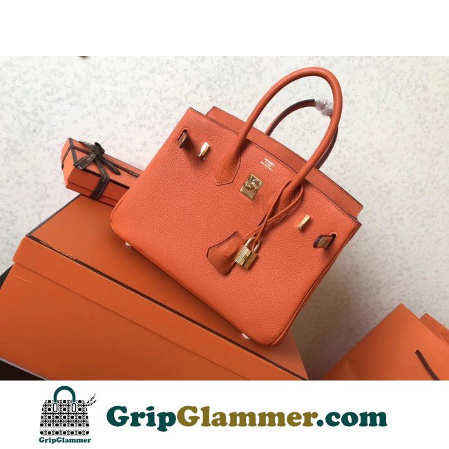 Hermes Orange Clemence Birkin 25cm Lushentic AAAAA Grade Replica - Image 3