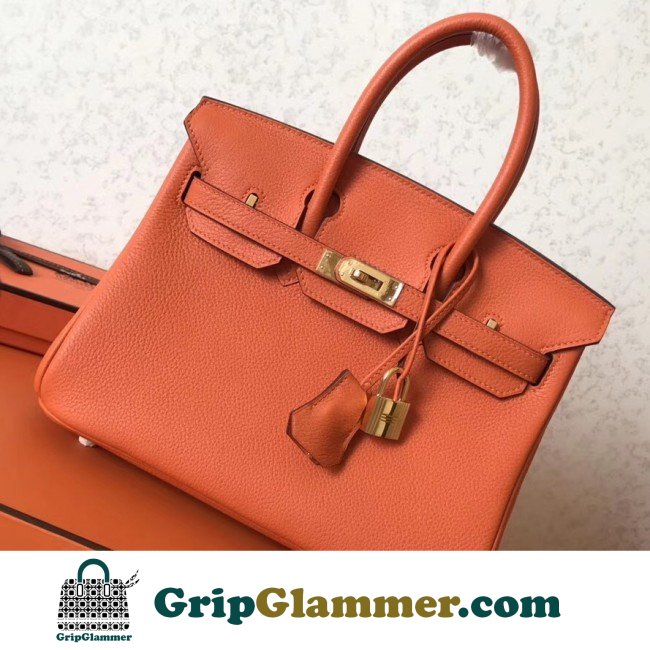 Hermes Orange Clemence Birkin 25cm Lushentic AAAAA Grade Replica - Image 4