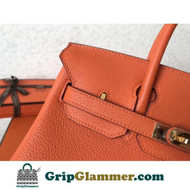 Hermes Orange Clemence Birkin 25cm Lushentic AAAAA Grade Replica - Image 5
