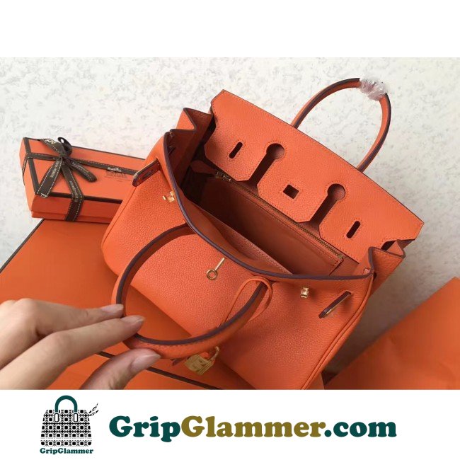 Hermes Orange Clemence Birkin 25cm Lushentic AAAAA Grade Replica - Image 6