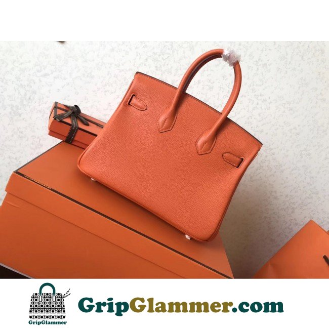 Hermes Orange Clemence Birkin 25cm Lushentic AAAAA Grade Replica - Image 7