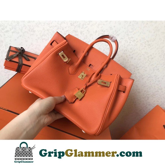 Hermes Orange Clemence Birkin 25cm Lushentic AAAAA Grade Replica - Image 9