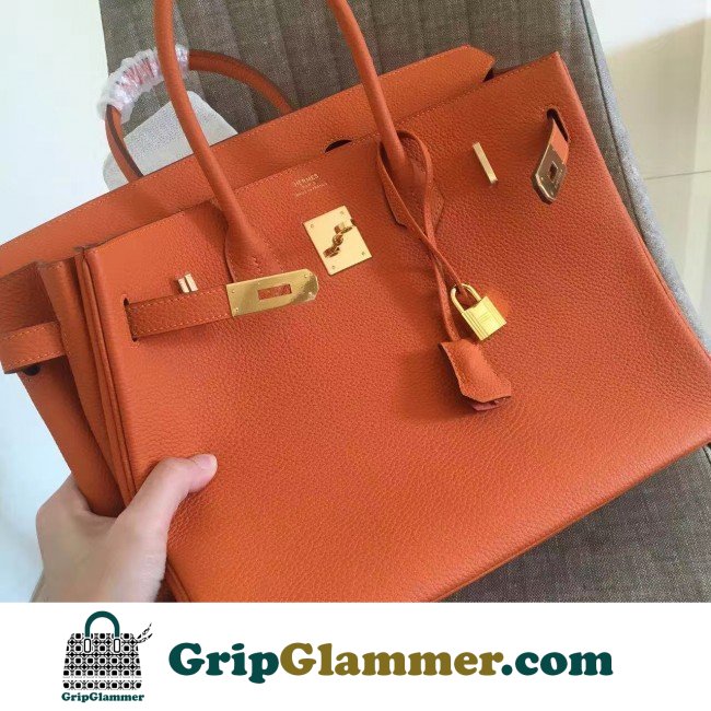 Hermes Orange Clemence Birkin 30cm Lushentic AAAAA Grade Replica - Image 8