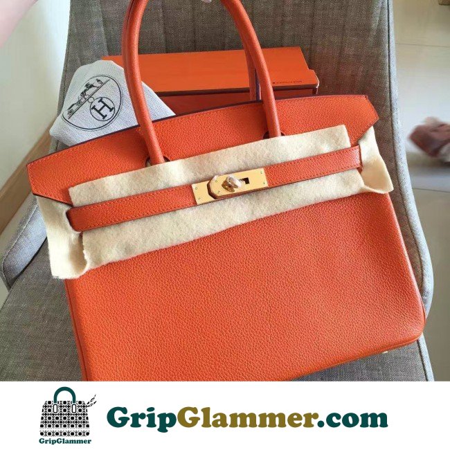 Hermes Orange Clemence Birkin 30cm Lushentic AAAAA Grade Replica