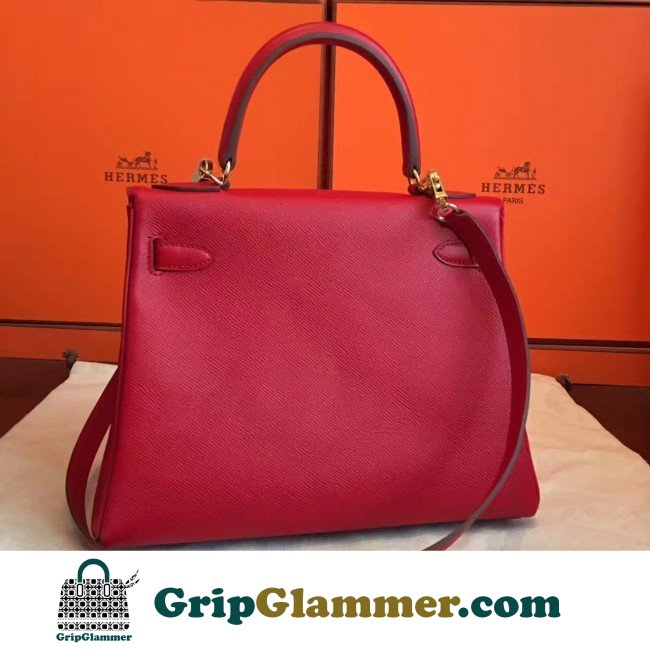 Hermes Red Epsom Kelly 32cm Sellier Lushentic AAAAA Grade Replica - Image 6