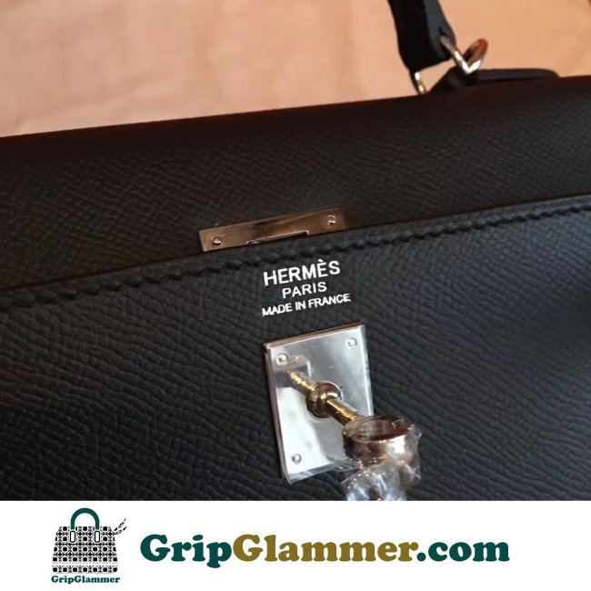 Hermes Black Epsom Kelly 25cm Sellier Lushentic AAAAA Grade Replica - Image 7