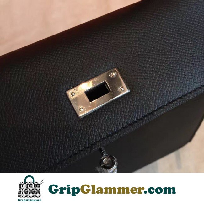 Hermes Black Epsom Kelly 25cm Sellier Lushentic AAAAA Grade Replica - Image 8