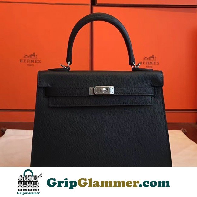 Hermes Black Epsom Kelly 25cm Sellier Lushentic AAAAA Grade Replica