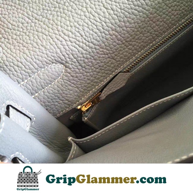 Hermes Blue Lin Clemence Kelly Retourne 32cm Lushentic AAAAA Grade Replica - Image 8