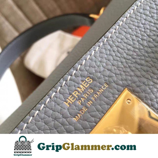 Hermes Blue Lin Clemence Kelly Retourne 32cm Lushentic AAAAA Grade Replica - Image 9