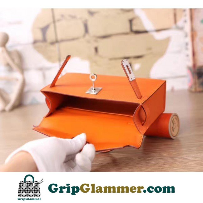 Hermes Orange Epsom Kelly Mini II 20cm Lushentic AAAAA Grade Replica - Image 5