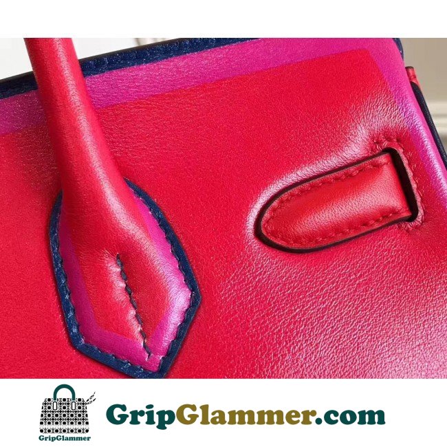 Hermes Red With Indigo Piping Goatskin Birkin 30cm Lushentic AAAAA Grade Replica - Image 3