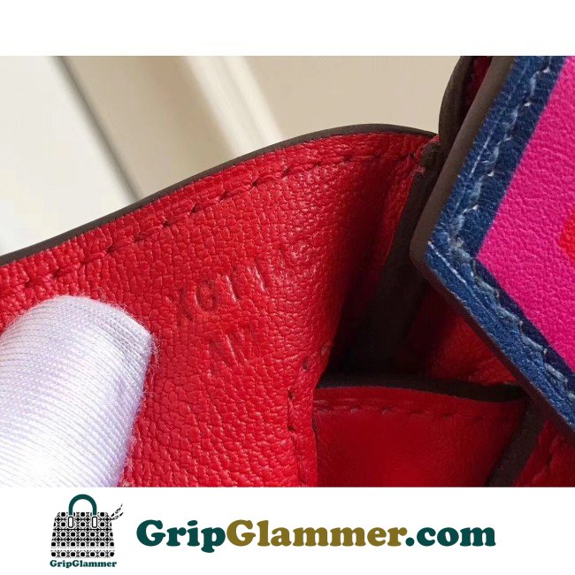 Hermes Red With Indigo Piping Goatskin Birkin 30cm Lushentic AAAAA Grade Replica - Image 5