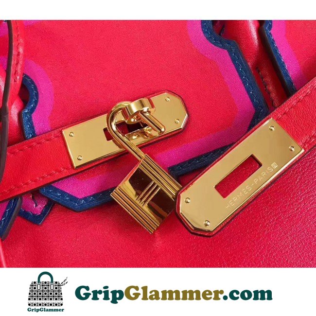 Hermes Red With Indigo Piping Goatskin Birkin 30cm Lushentic AAAAA Grade Replica - Image 6