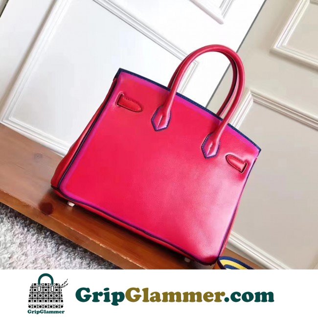 Hermes Red With Indigo Piping Goatskin Birkin 30cm Lushentic AAAAA Grade Replica - Image 8