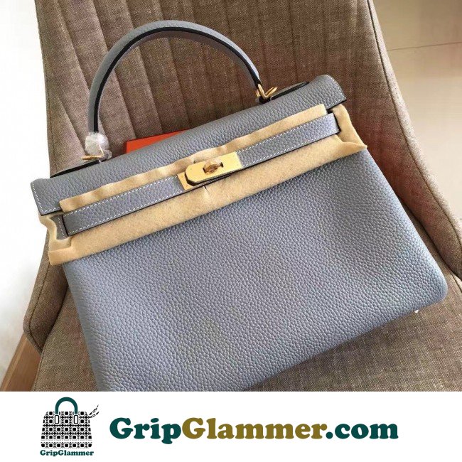 Hermes Blue Lin Clemence Kelly Retourne 28cm Lushentic AAAAA Grade Replica