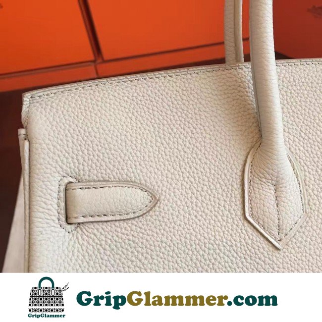 Hermes Pearl Grey Clemence Birkin 35cm Lushentic AAAAA Grade Replica - Image 3