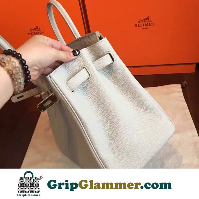 Hermes Pearl Grey Clemence Birkin 35cm Lushentic AAAAA Grade Replica - Image 4