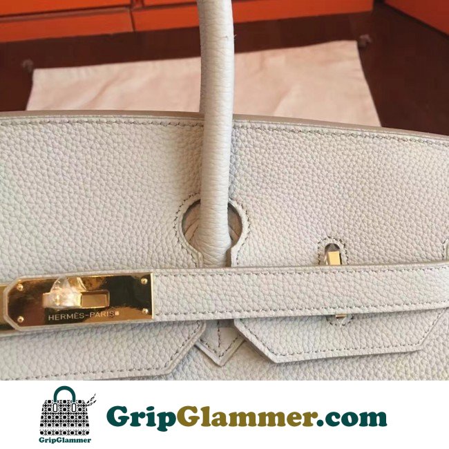 Hermes Pearl Grey Clemence Birkin 35cm Lushentic AAAAA Grade Replica - Image 5
