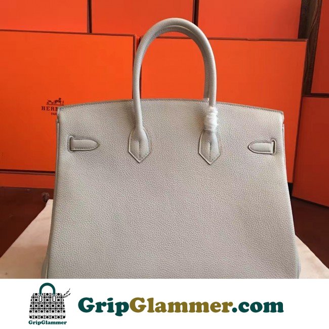 Hermes Pearl Grey Clemence Birkin 35cm Lushentic AAAAA Grade Replica - Image 6