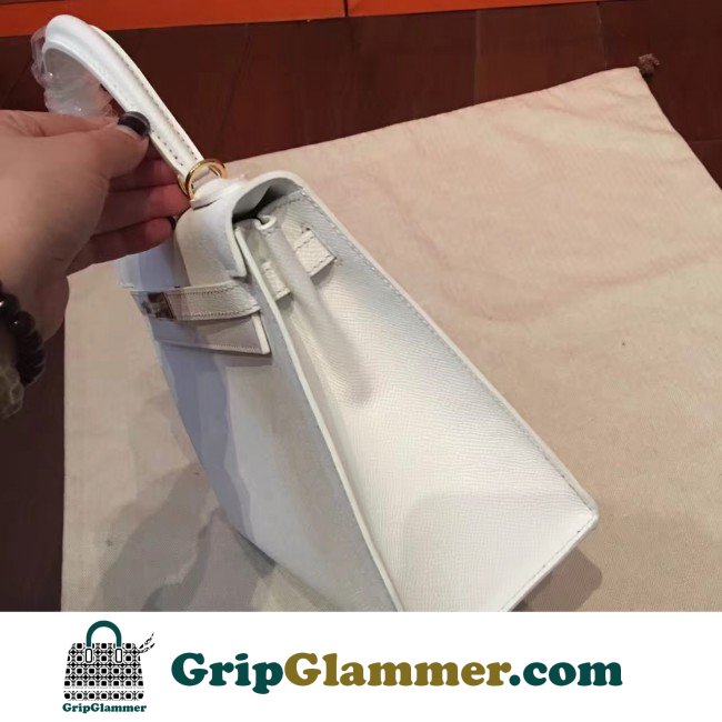 Hermes White Epsom Kelly 25cm Sellier Lushentic AAAAA Grade Replica - Image 4