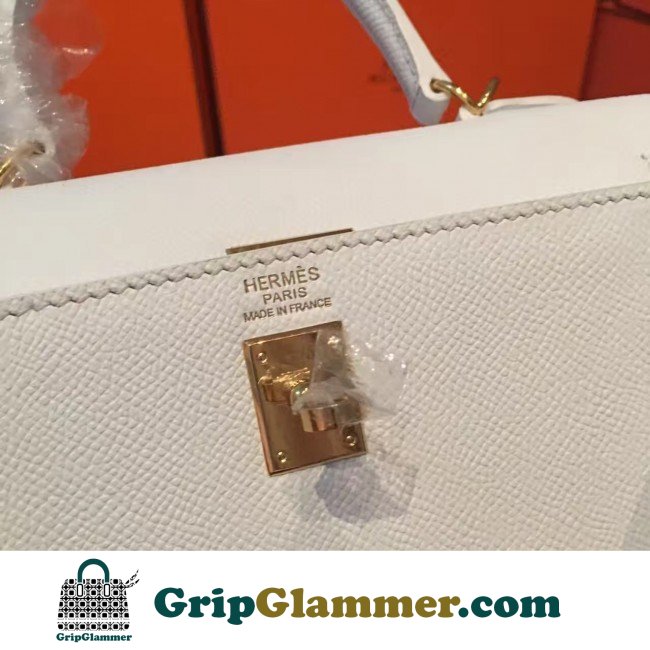 Hermes White Epsom Kelly 25cm Sellier Lushentic AAAAA Grade Replica - Image 5