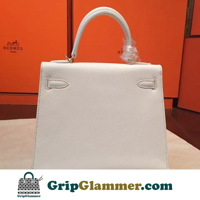 Hermes White Epsom Kelly 25cm Sellier Lushentic AAAAA Grade Replica - Image 8