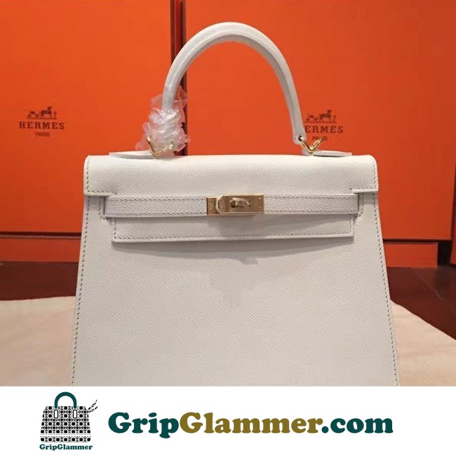 Hermes White Epsom Kelly 25cm Sellier Lushentic AAAAA Grade Replica
